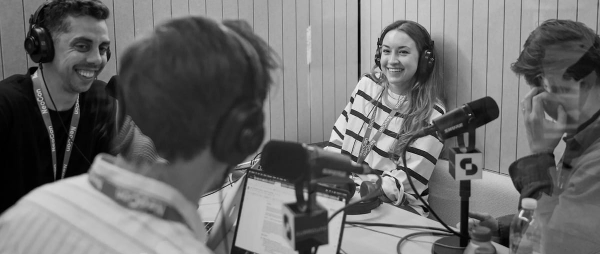 Group of SANDOW employees recording podcast